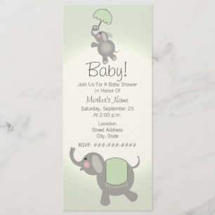 Invitation du Baby shower vert de la mère et du bé