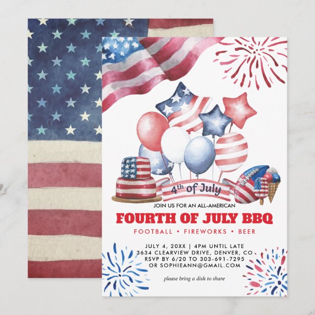 Invitation du barbecue du 4 juillet (Devant / Derrière)