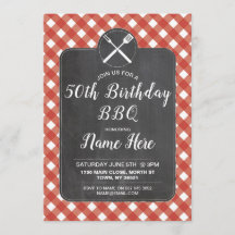 Invitation du barbecue Red En vichy Chalk