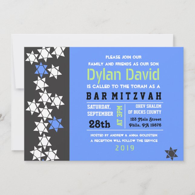 Invitation du Bat mitzvah de barre de CRÉATION (Devant)