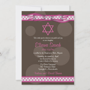 Invitation du Bat mitzvah de la Bow Pois rose Brow