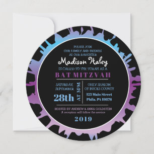 Invitation du Bat mitzvah GLOW Rainbow Splash