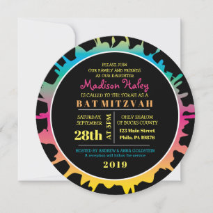 Invitation du Bat mitzvah GLOW Rainbow Splash