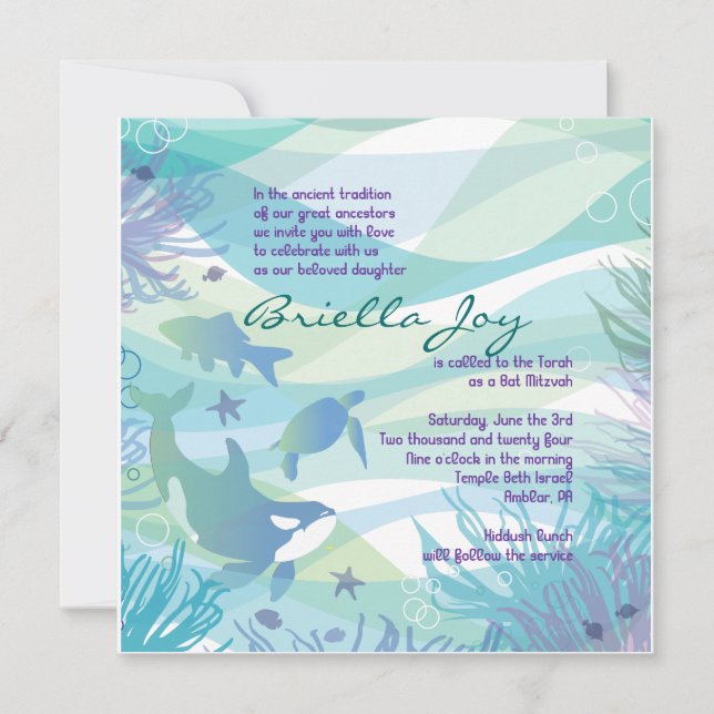 Invitation du Bat mitzvah Ocean Underwater Sea Lif (Devant)