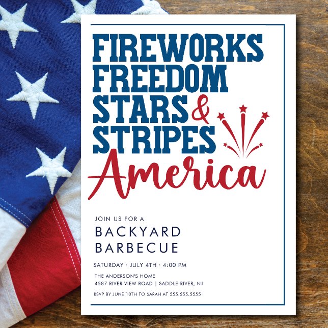 Invitation du BBQ Blanc Rouge et Bleu (Créateur téléchargé)