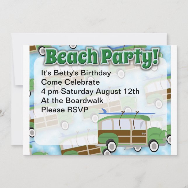 Invitation du Beach Party Woodie Wagon (Devant)