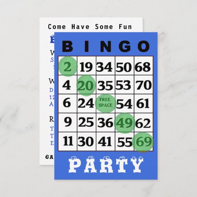 Invitation du BINGO Party (Devant / Derrière)