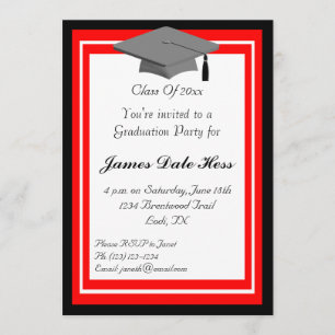 Invitation du Black and Red Graduation Party