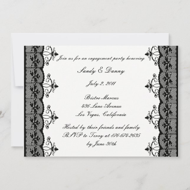 Invitation du Black Lace Engagement Party (Devant)