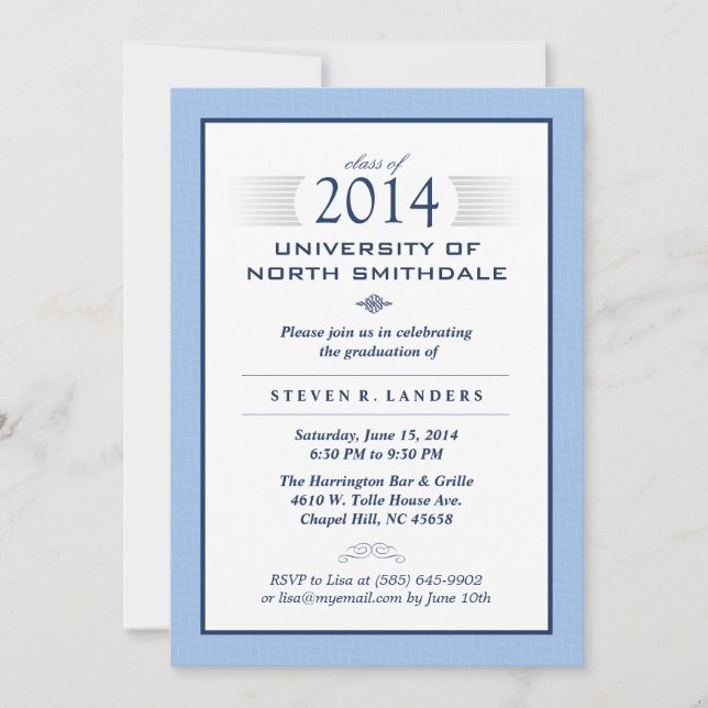 Invitation du Blue & White Formal Graduation Party (Devant)