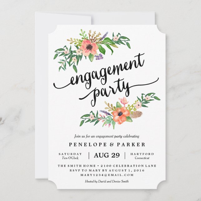 Invitation du Boho Engagement Party (Devant)