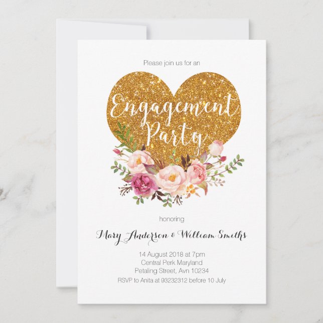 Invitation du Boho Floral Engagement Party (Devant)