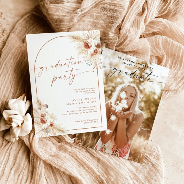 Invitation du Boho Pampas Graduation Party (Créateur téléchargé)