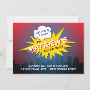 Invitation du Boom Superhero Anniversaire de enfan