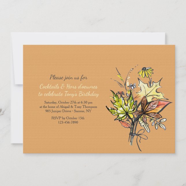 Invitation du bouquet deux de chute (Devant)