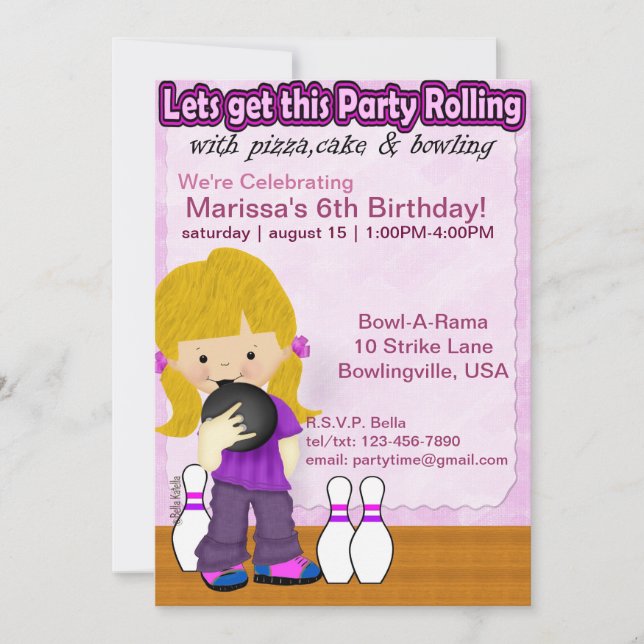 Invitation du Bowling Girl Party (Devant)