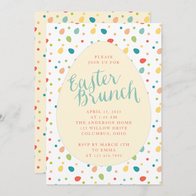 Invitation du Brunch de Pâques (Devant / Derrière)