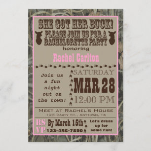 Invitation du Camo Bachelorette Party Pink