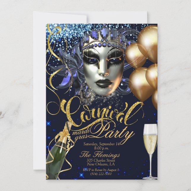 invitation du carnaval de mardi gras (Devant)