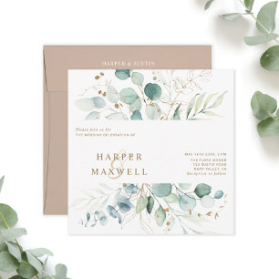 Invitation du Carré Mariage de la botanique d'or e