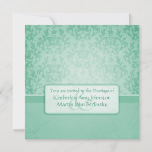 Invitation du carré mariage officiel damask vert