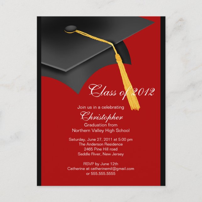 Invitation du Casquette de la fête de graduation B (Devant)