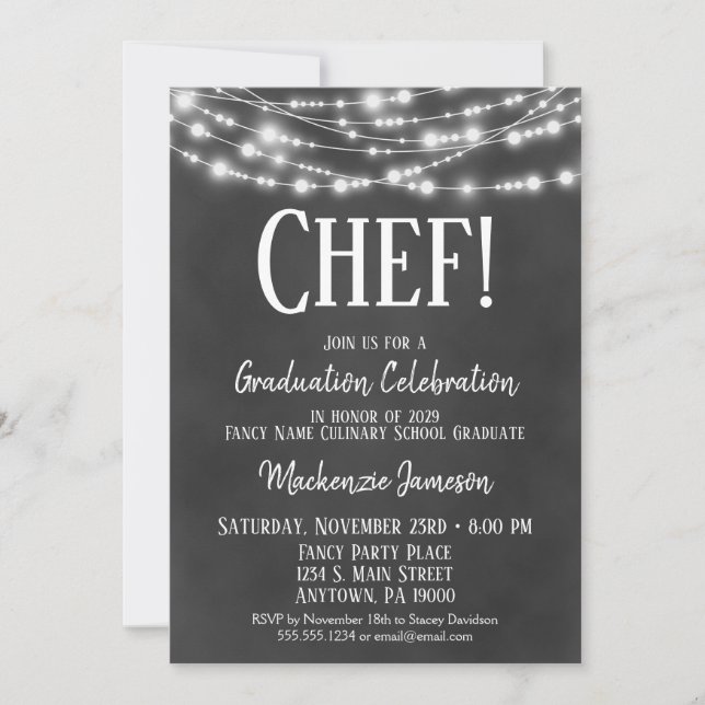 Invitation du Chalkboard Culinary Graduation Party (Devant)