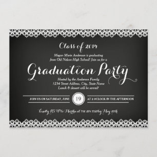 Invitation du Chalkboard & Lace Graduation Party
