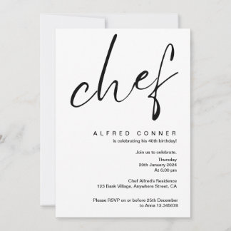 Invitation du chef culinaire Invitation d'annivers