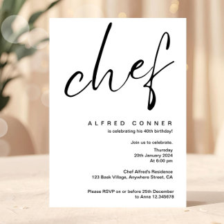 Invitation du chef culinaire Invitation d'annivers