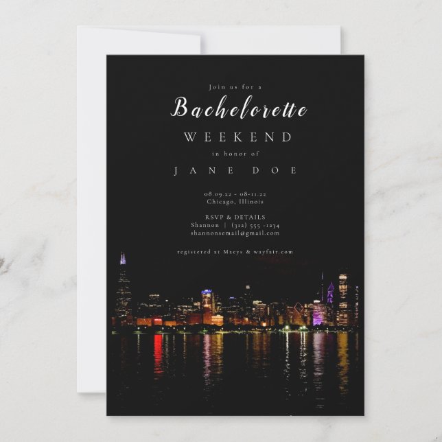 Invitation du Chicago Skyline Bachelorette Party (Devant)