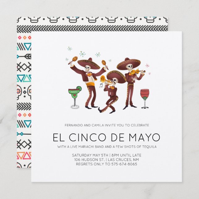 Invitation du Cinco de Mayo Party (Devant / Derrière)