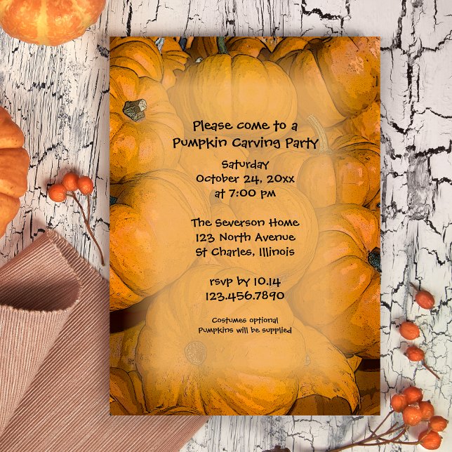 Invitation du citrouille Carving Party (Invite friends over for a fun Fall gathering with this charming Pumpkin Carving Invitation.)