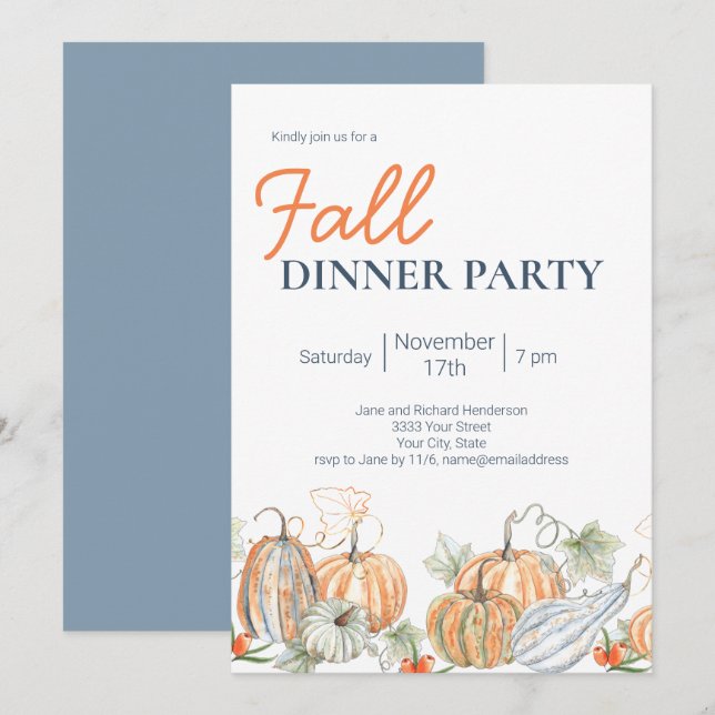Invitation du Citrouille d'automne moderne (Devant / Derrière)