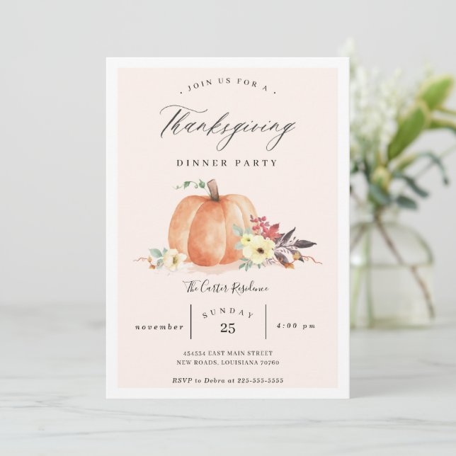 Invitation du citrouille Thanksgiving Diner Party (Debout devant)