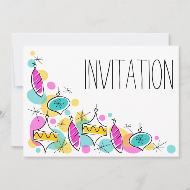 Invitation du coin Baubles Arbre rétro (Devant)