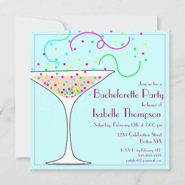 Invitation du Confetti Bachelorette Party (Devant)