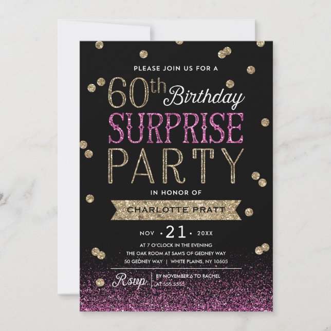 Invitation du Confetti Surprise 60e Parties scinti (Devant)