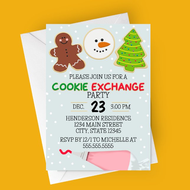 Invitation du Cookie Exchange Party (Christmas Cookie Exchange Party Invitation | Modern Cookie Clipart )