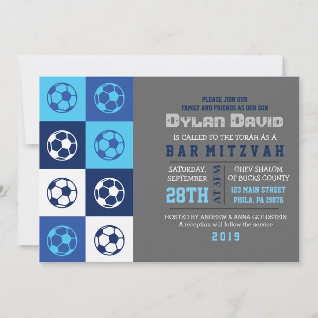 Invitation du cool SOCCER Bar Mitzvah (Devant)