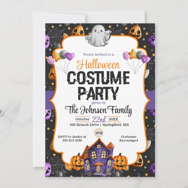 Invitation du Costume d'Halloween (Devant)
