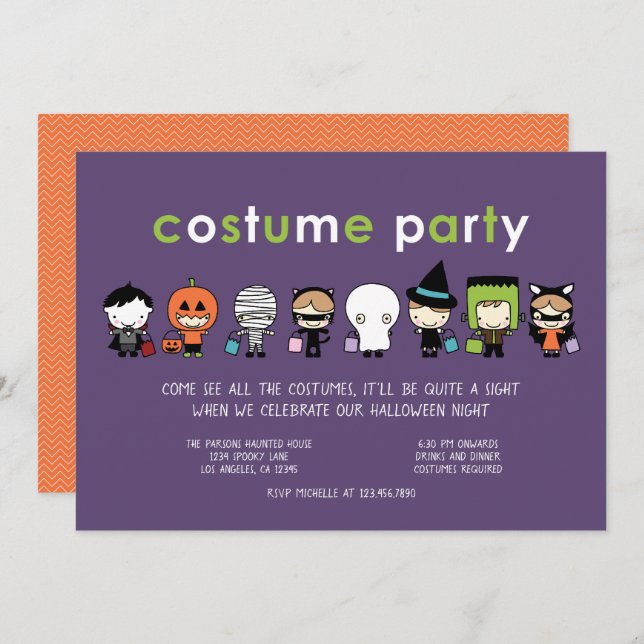 Invitation du Costume d'Halloween (Devant / Derrière)