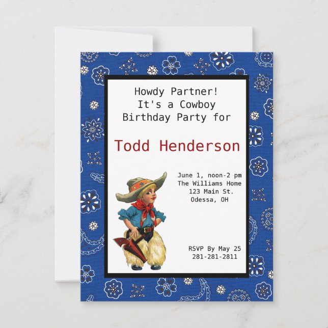Invitation du Cowboy Party (Devant)
