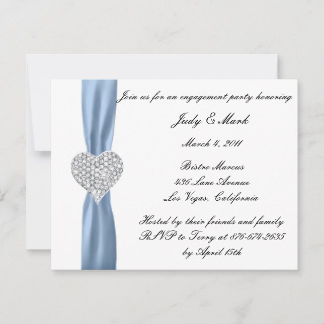 Invitation du Diamond Heart Blue Engagement Party (Devant)