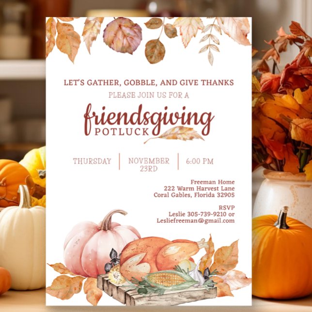 Invitation du dîner d'action d'automne (Warm Friendsgiving Invitation)