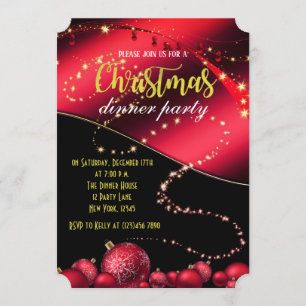 Invitation du dîner de Noël noir et rouge
