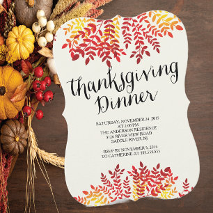 Invitation du dîner de Thanksgiving de l'automne m