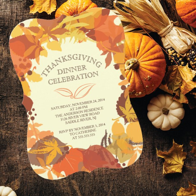 Invitation du dîner de Thanksgiving de l'automne m (Créateur téléchargé)