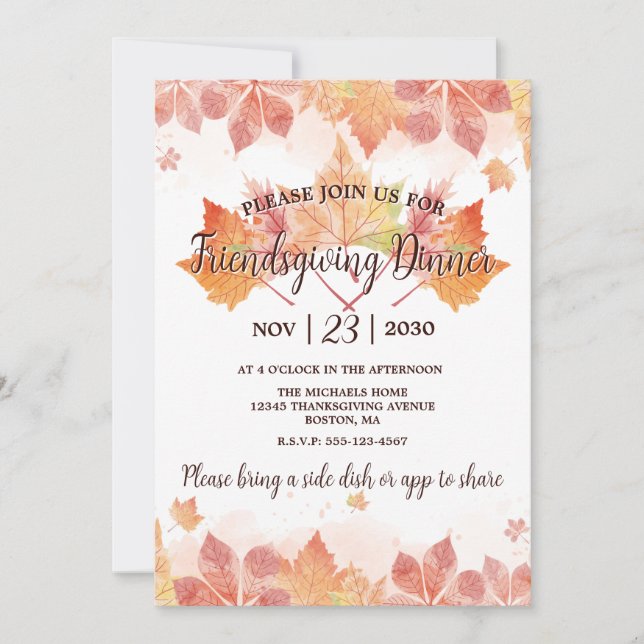 Invitation du dîner de Thanksgiving Friendsgiving (Devant)