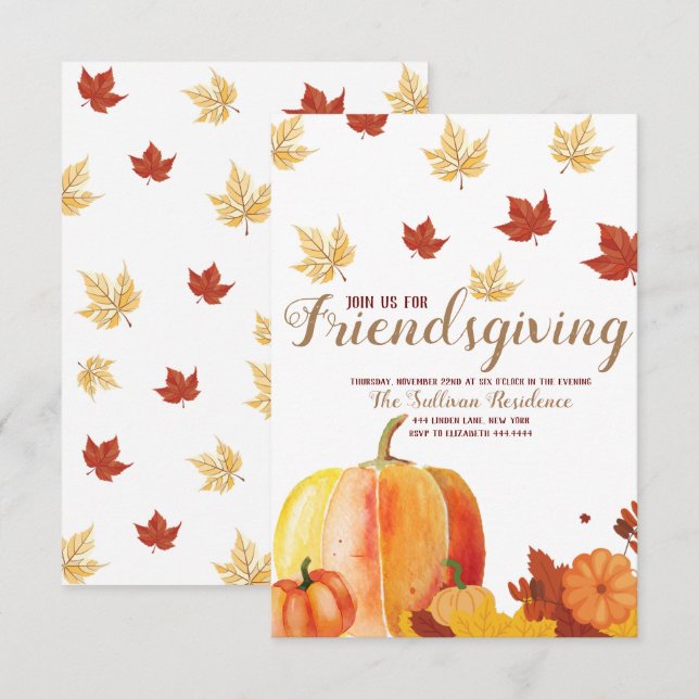 Invitation du dîner de Thanksgiving Friendsgiving (Devant / Derrière)